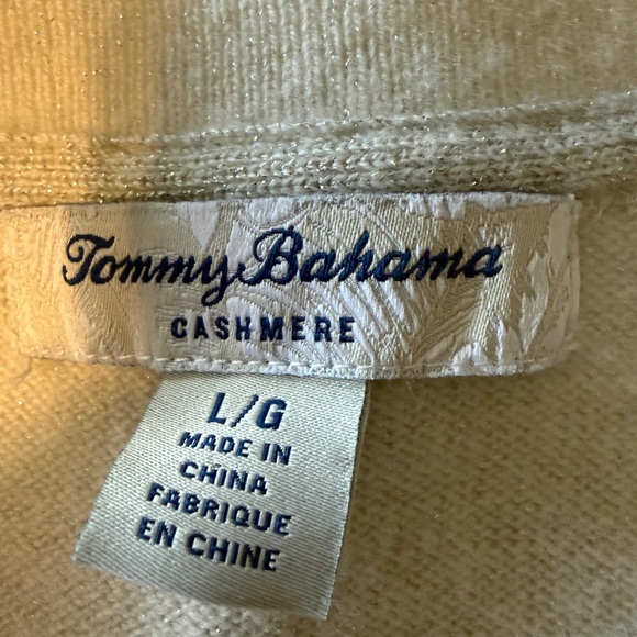 Tommy Bahama Cashmere Beaded V Neck Sweater L Cream - Picture 10 of 13